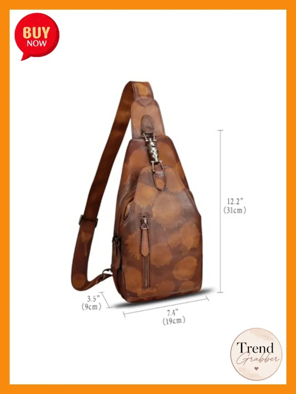Genuine Leather Sling Backpack Crossbody Bag Unisex Retro Handmade Chest Purse